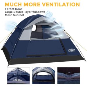 Pacific Pass 2 Person Family Dome Tent with Removable Rain Fly, Easy Set Up for Camp Backpacking Hiking Outdoor, 82.7 x 82.7 x 47.2 inches, Navy Blue