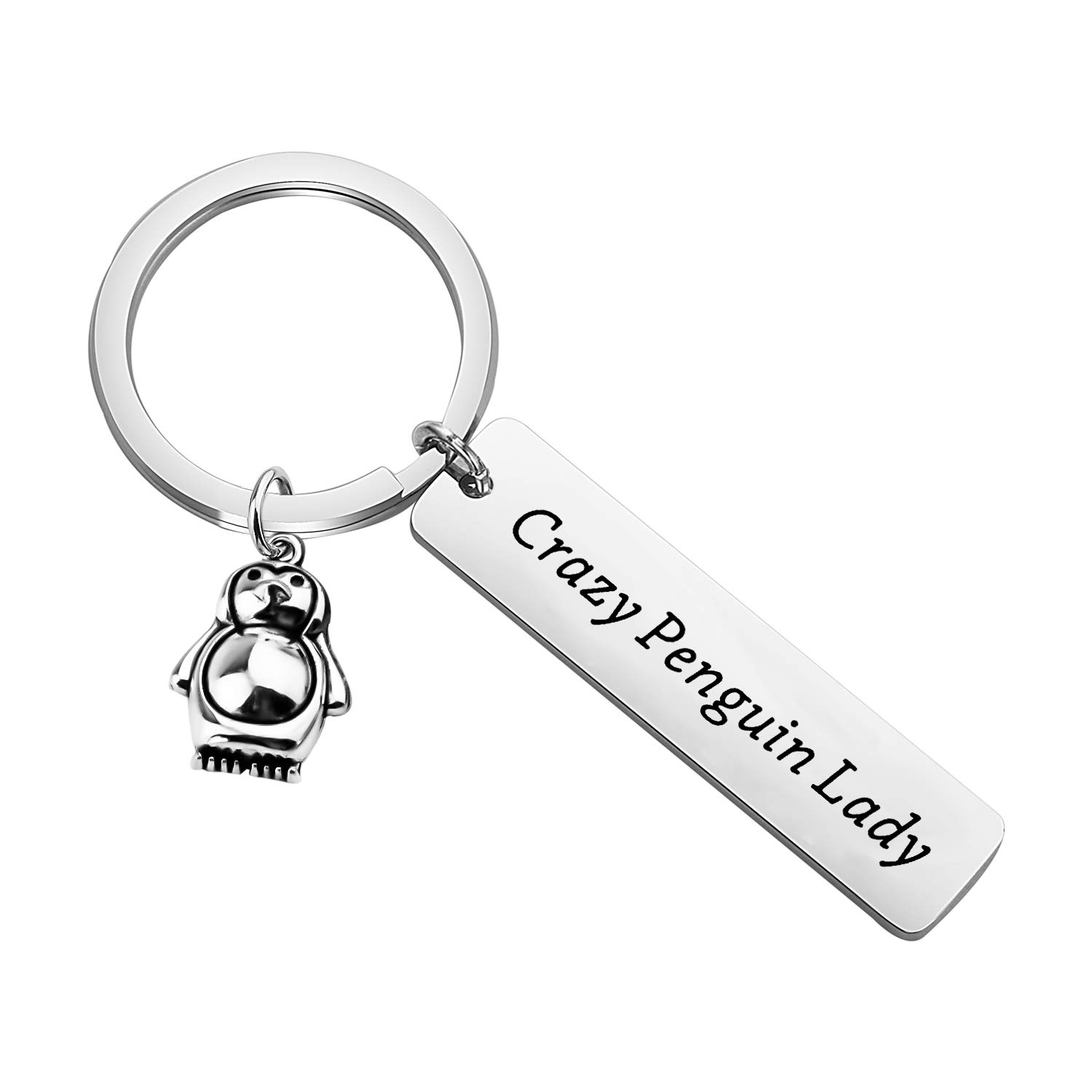 BNQL Crazy Penguin Lady Keychain Gift for Animal Lovers