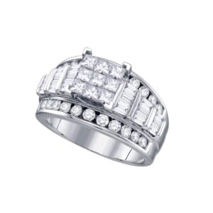 the diamond deal 14kt white gold womens princess diamond elevated cluster bridal wedding engagement ring 2.00 cttw