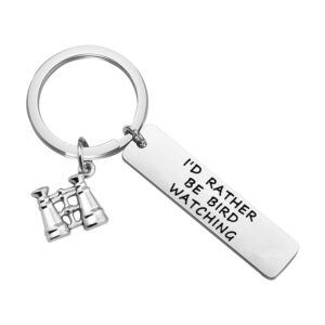 bobauna i'd rather be bird watching keychain with binoculars charm ornithology gift for ornithologist bird watcher (bird watching keychain)