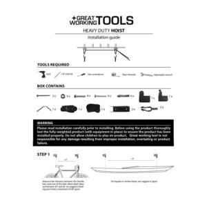 GREAT WORKING TOOLS Kayak Hoist - Kayak Storage Pulley System for Garage, 125 Pound Capacity Ceiling Mount Hoists for Kayak, Bicycle, Paddleboard, Canoe - Heavy Duty Kayak Accessories