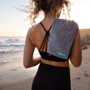 Facesoft Yoga Towel - Infused with Activated Charcoal to Detoxify and Sweat - Made with Eco-Friendly Aqua-Cotton Yarn - Biodegradable and Sustainable - All Ages