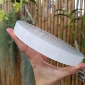 Om Zone Selenite Charging Plate for Cleansing Crystals & Healing Stones, Meditation, Reiki, Protection Crystals, Spiritual Gift (1, 4” x 6” Rectangle)