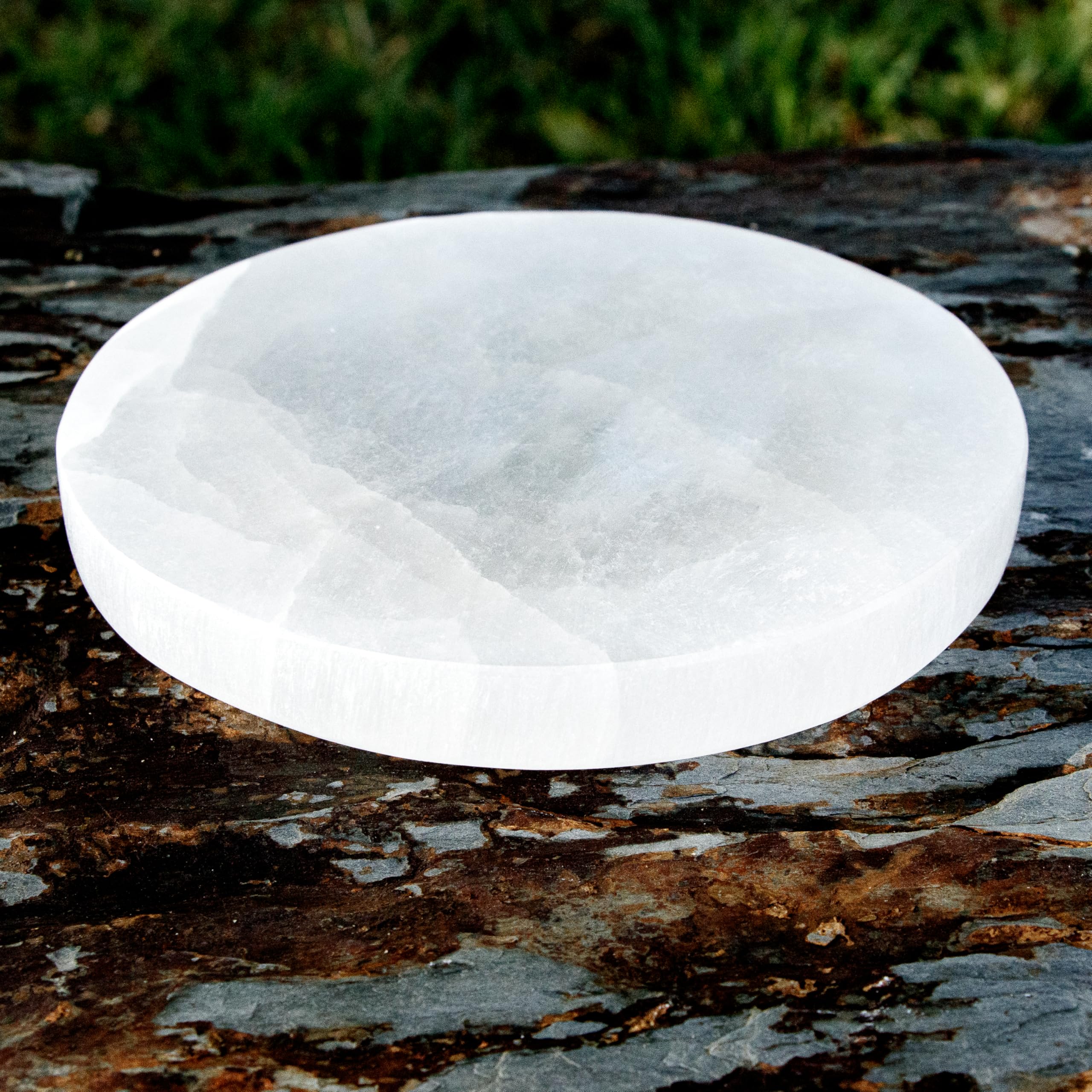 Om Zone Selenite Charging Plate for Cleansing Crystals & Healing Stones, Meditation, Reiki, Protection Crystals, Spiritual Gift (1, 4” x 6” Rectangle)