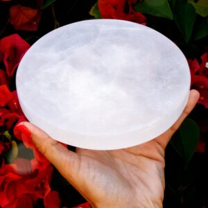 Om Zone Selenite Charging Plate for Cleansing Crystals & Healing Stones, Meditation, Reiki, Protection Crystals, Spiritual Gift (1, 4” x 6” Rectangle)