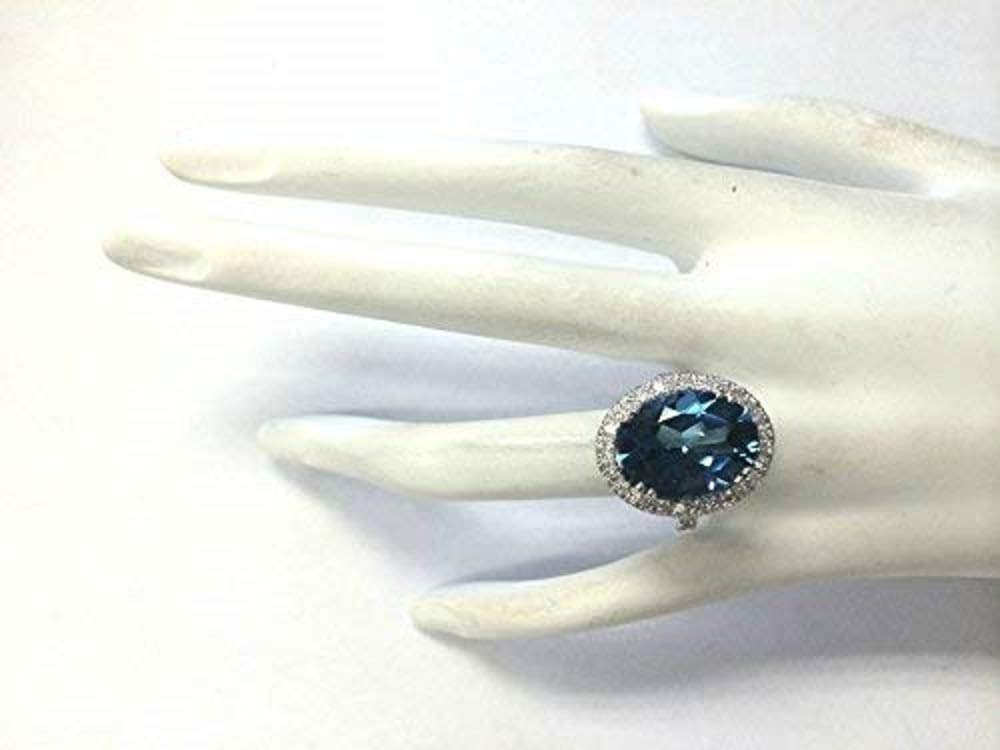 Lzz Fashion Lady London Blue Topaz Gemstone Ring Cubic Zirconia 925 Sterling Silver Ring Oval Cut Single Stone Ring Bridal Jewelry Size 6-10 (US code 7)