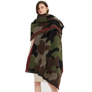 Camouflage Shawl Wrap Cashmere Scarf Oversized Poncho Cape Travel Blanket Scarf Pashmina Cardigans