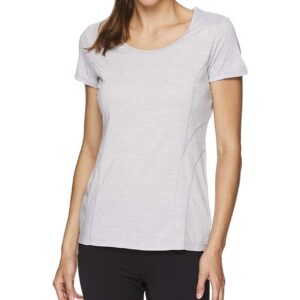 Reebok Womens Poly Marled Basic T-Shirt, Grey, Medium