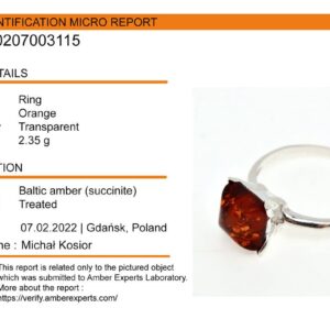 HolidayGiftShops Sterling Silver and Baltic Honey Amber Square Ring Nelda