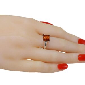 HolidayGiftShops Sterling Silver and Baltic Honey Amber Square Ring Nelda