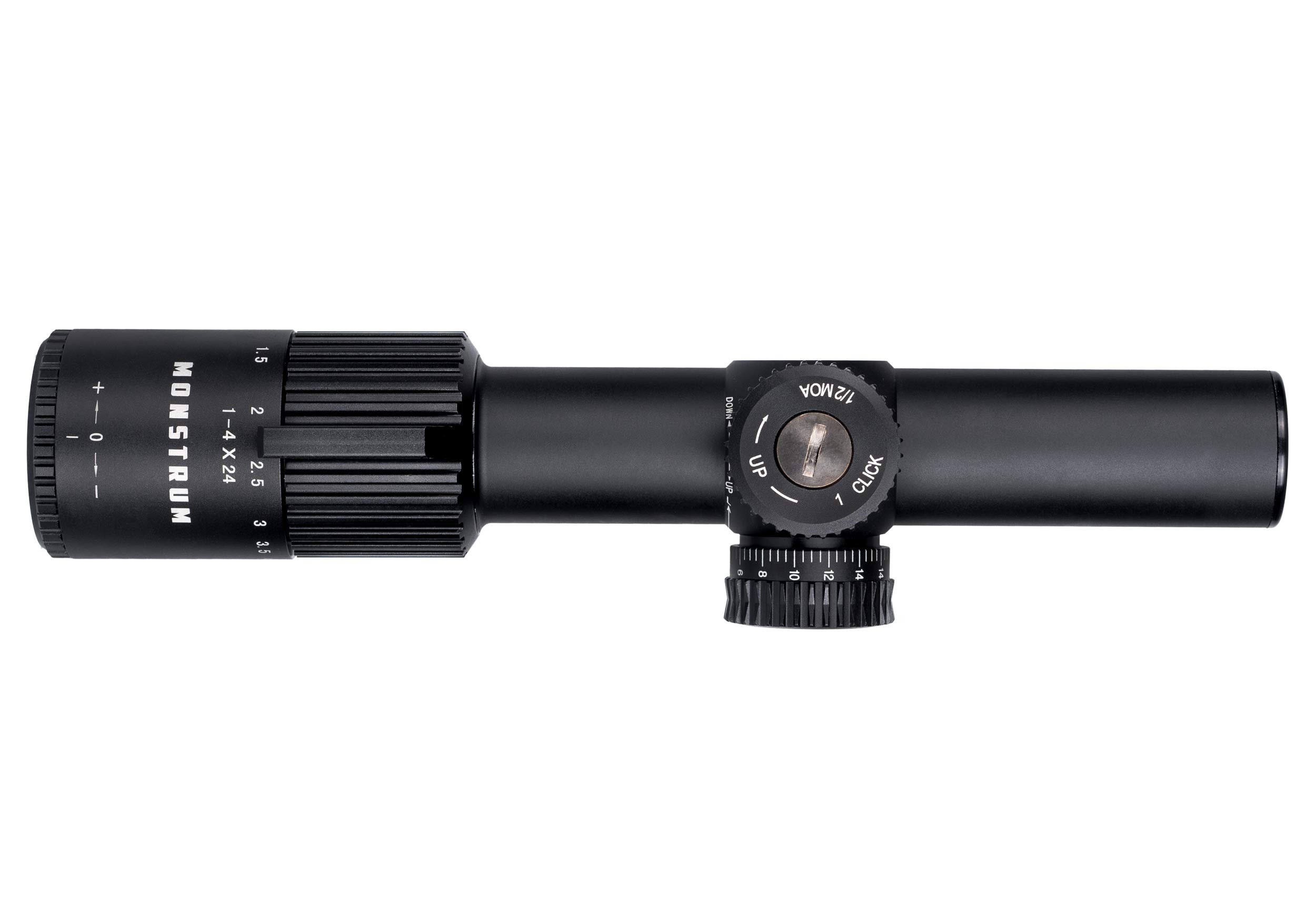 Monstrum Alpha Series 1-4x24 First Focal Plane FFP Rifle Scope with MOA Reticle | Black