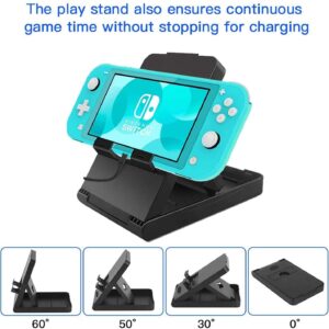 Accessories Kit for Nintendo Switch Lite - YOOWA Accessories Bundle with Carrying Case Protective Cover case and 2-Pack Tempered Glass Screen Protector, Adjustable Play Stand, 6 Thumb Grips