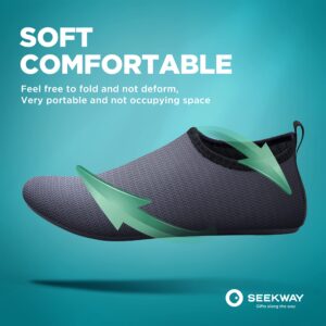 SEEKWAY Water Shoes Quick-Dry Aqua Socks Barefoot Slip-on for Beach Pool Swim River Yoga Lake Surf Women Men Grey SK001