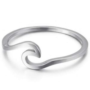 jude jewelers stainless steel ocean sea wave vacation holiday promise statement ring (silver, 8)