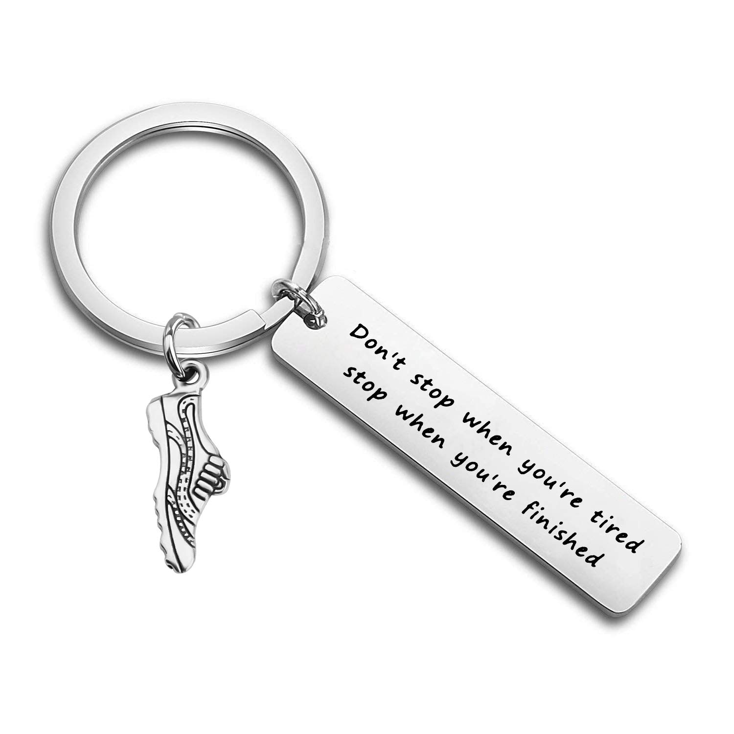 HOLLP Runner Keychain Runner Gifts Don’t Stop When You’re Tired Stop When You’re Finished with Running Shoe Charm Keychain Marathon Gifts Runnner Jewelry (Keychain)