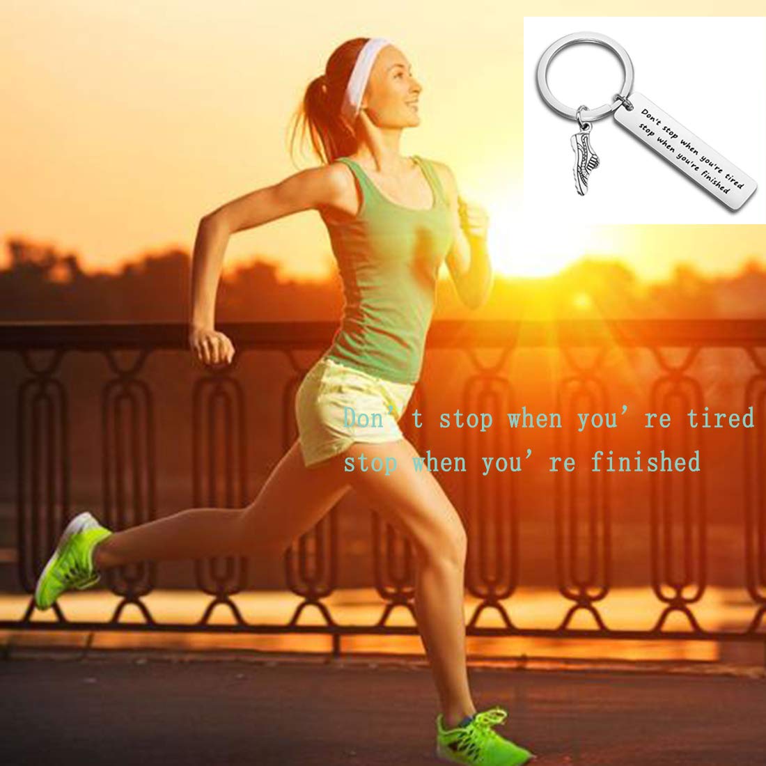 HOLLP Runner Keychain Runner Gifts Don’t Stop When You’re Tired Stop When You’re Finished with Running Shoe Charm Keychain Marathon Gifts Runnner Jewelry (Keychain)