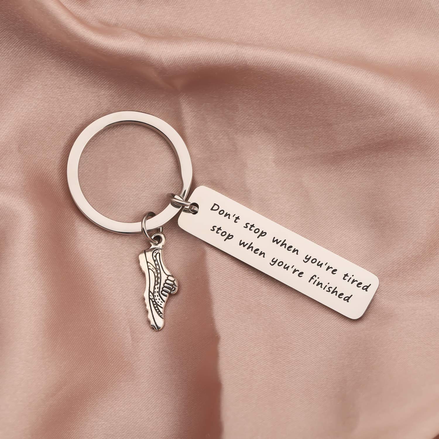 HOLLP Runner Keychain Runner Gifts Don’t Stop When You’re Tired Stop When You’re Finished with Running Shoe Charm Keychain Marathon Gifts Runnner Jewelry (Keychain)