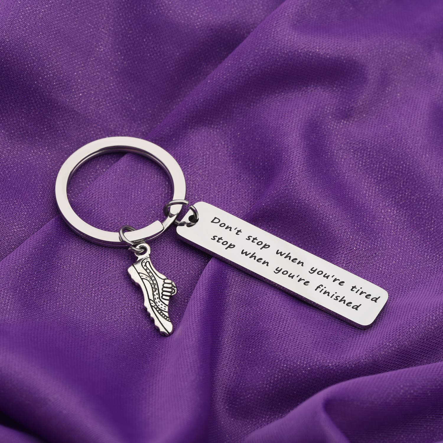 HOLLP Runner Keychain Runner Gifts Don’t Stop When You’re Tired Stop When You’re Finished with Running Shoe Charm Keychain Marathon Gifts Runnner Jewelry (Keychain)