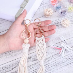 WILLBOND 8 Pieces Mini Macrame Keychains Boho Macrame Bag Tassels Handcrafted Accessory for Car Key Purse Phone Wallet Gift Party Supplies