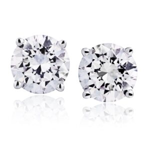 Certified Natural Diamond Stud Earrings for Women 14 Karat Gold Round Brilliant Shaped Earrings 4 Prong Setting with Screw Back and Posts Studs Fine Jewelry for Women