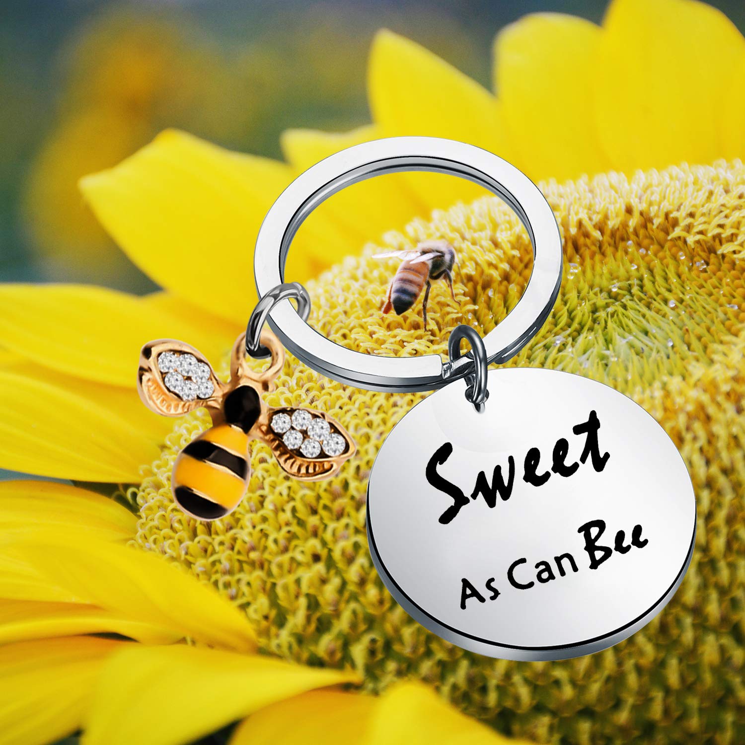 LQRI Bumble Bee Charm Keychain Honney Bee Birthday Gift Sweet As Can Bee Keychain Bee Jewelry Gift