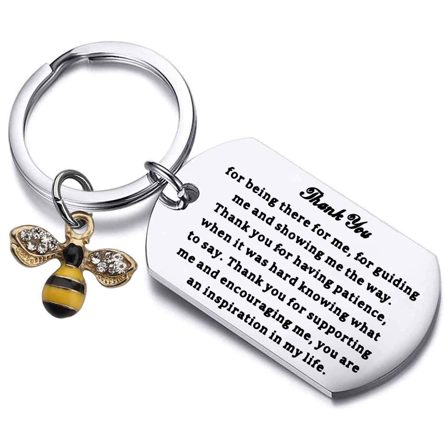 FUSTMW Appreciation Gift Bumble Bee Charm Keychain Thank You Gifts for Teacher Coach Mentor Thank You for Being There You Are an Inspiration in My Life (Thank You Gifts Bee Charm)