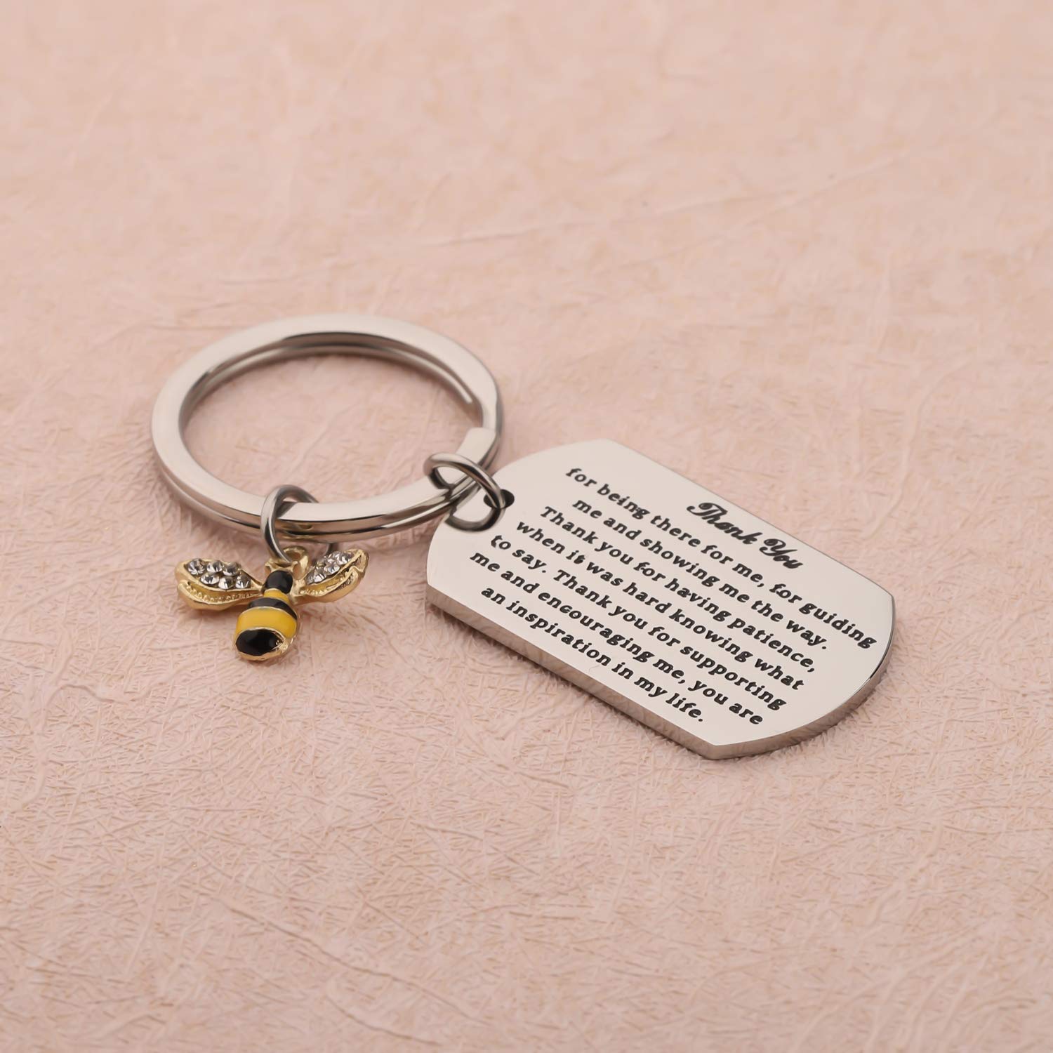 FUSTMW Appreciation Gift Bumble Bee Charm Keychain Thank You Gifts for Teacher Coach Mentor Thank You for Being There You Are an Inspiration in My Life (Thank You Gifts Bee Charm)