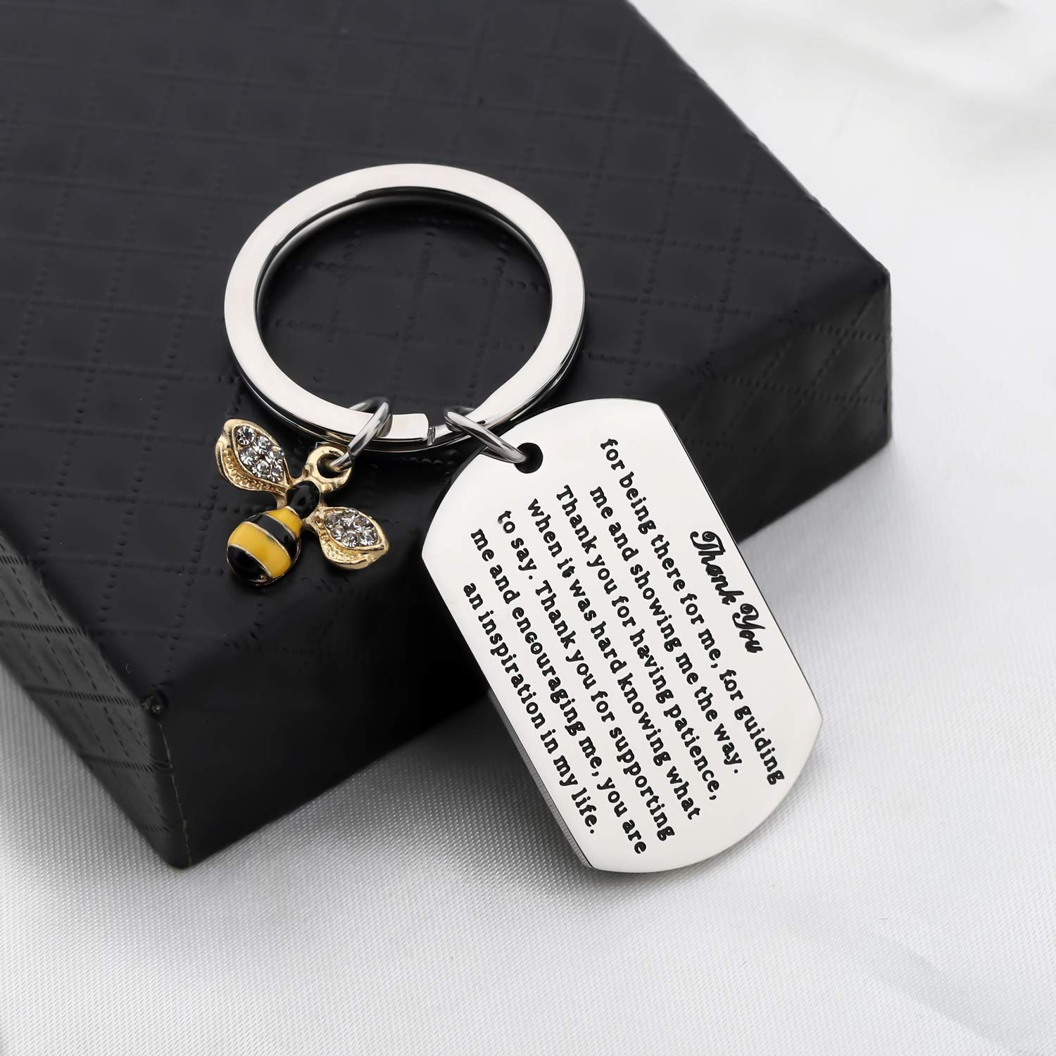 FUSTMW Appreciation Gift Bumble Bee Charm Keychain Thank You Gifts for Teacher Coach Mentor Thank You for Being There You Are an Inspiration in My Life (Thank You Gifts Bee Charm)