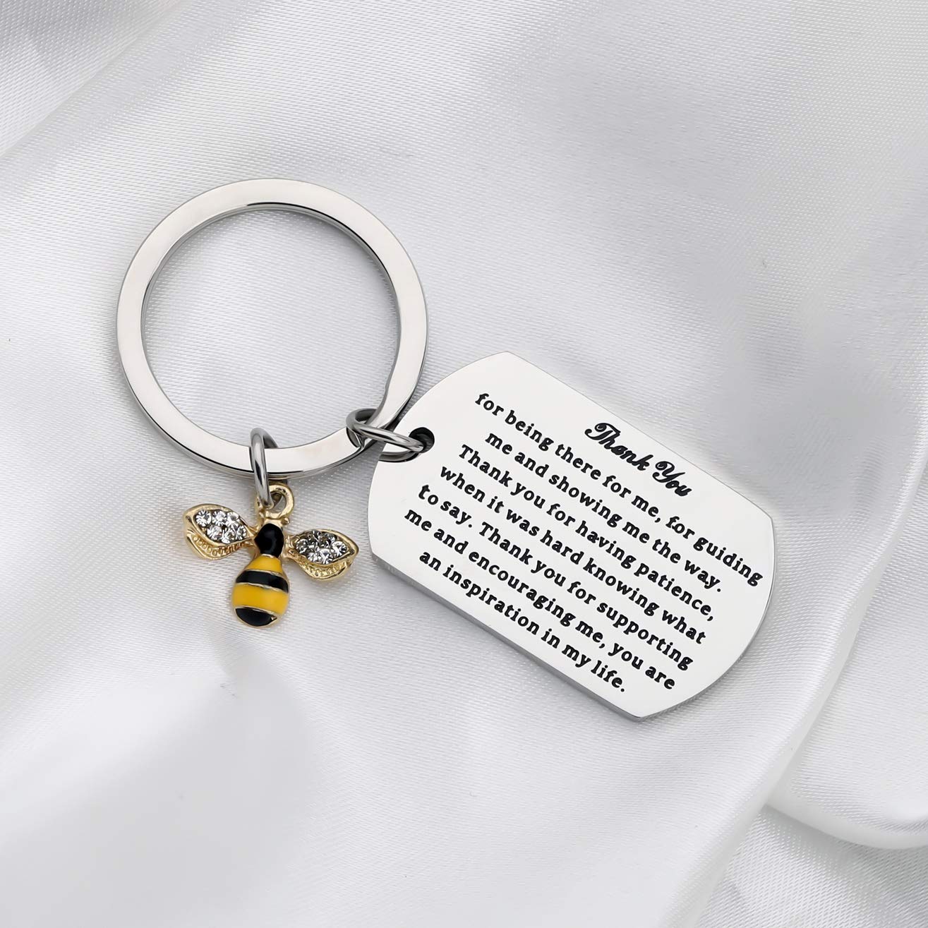 FUSTMW Appreciation Gift Bumble Bee Charm Keychain Thank You Gifts for Teacher Coach Mentor Thank You for Being There You Are an Inspiration in My Life (Thank You Gifts Bee Charm)