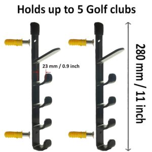 Designs 5-Club Golf Club Wall Display Rack, Horizontal Golf Club Wall Mount Bracket, Golf Club Organizers Golf Club Display Shelf Golf Club Putter Stand for Men & Women - No Golf Clubs