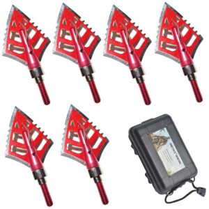 ameyxgs broadheads 125 grain archery hunting arrowheads for compound bow crossbow fixed blade 4 blade broadheads(red 2)