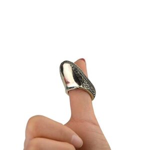 AMEYXGS Archery Thumb Ring Handmade Tibetan Silver Finger Protector Thumb Protector Ring for Outdoor Archery Hunting (19#)