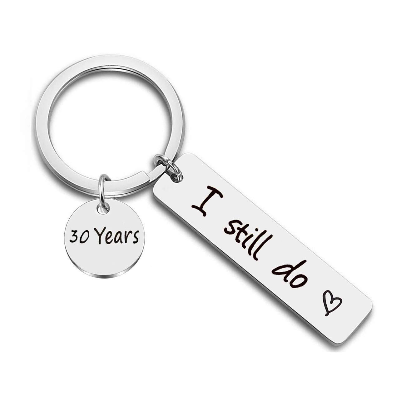 JJTZX I Still Do Keychain 10th 20th 30th 40th 50th Wife Husband Keyring Couples Keychains Wedding Gift(30 Years)