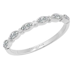 Dazzlingrock Collection 0.10 Carat (Ctw) Round Lab Grown White Diamond Women Wedding Stackable Band in 10K White Gold, Size 7