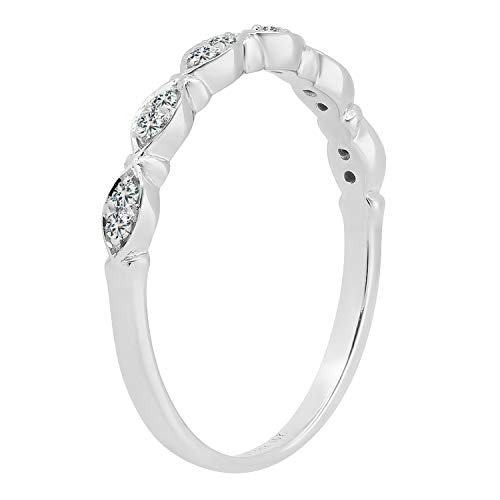 Dazzlingrock Collection 0.10 Carat (Ctw) Round Lab Grown White Diamond Women Wedding Stackable Band in 10K White Gold, Size 7