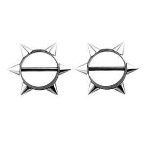 Pierced Owl Spikes Nipple Barbell Shields, Sold as a Pair