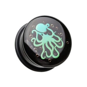 covet jewelry pirate octopus acrylic logo single flared ear gauge plug (0 ga (8mm))