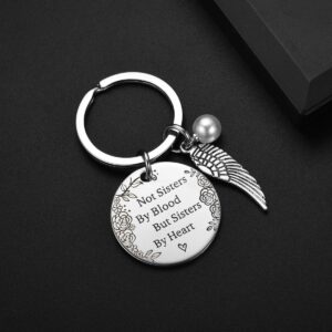 Not Sisters by Blood but Sisters by Heart Friendship Keychain for Women Teen Girls ,Gifts for Best Friend Birthday Graduation