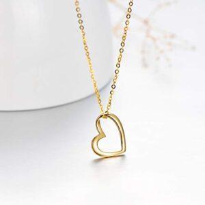 Solid 14k Gold Heart Necklace for Women, Fine Gold Love Jewelry for Wife/Mother/Girlfriend, Anniversary Present, Gifts for Her, 16+2 Inch