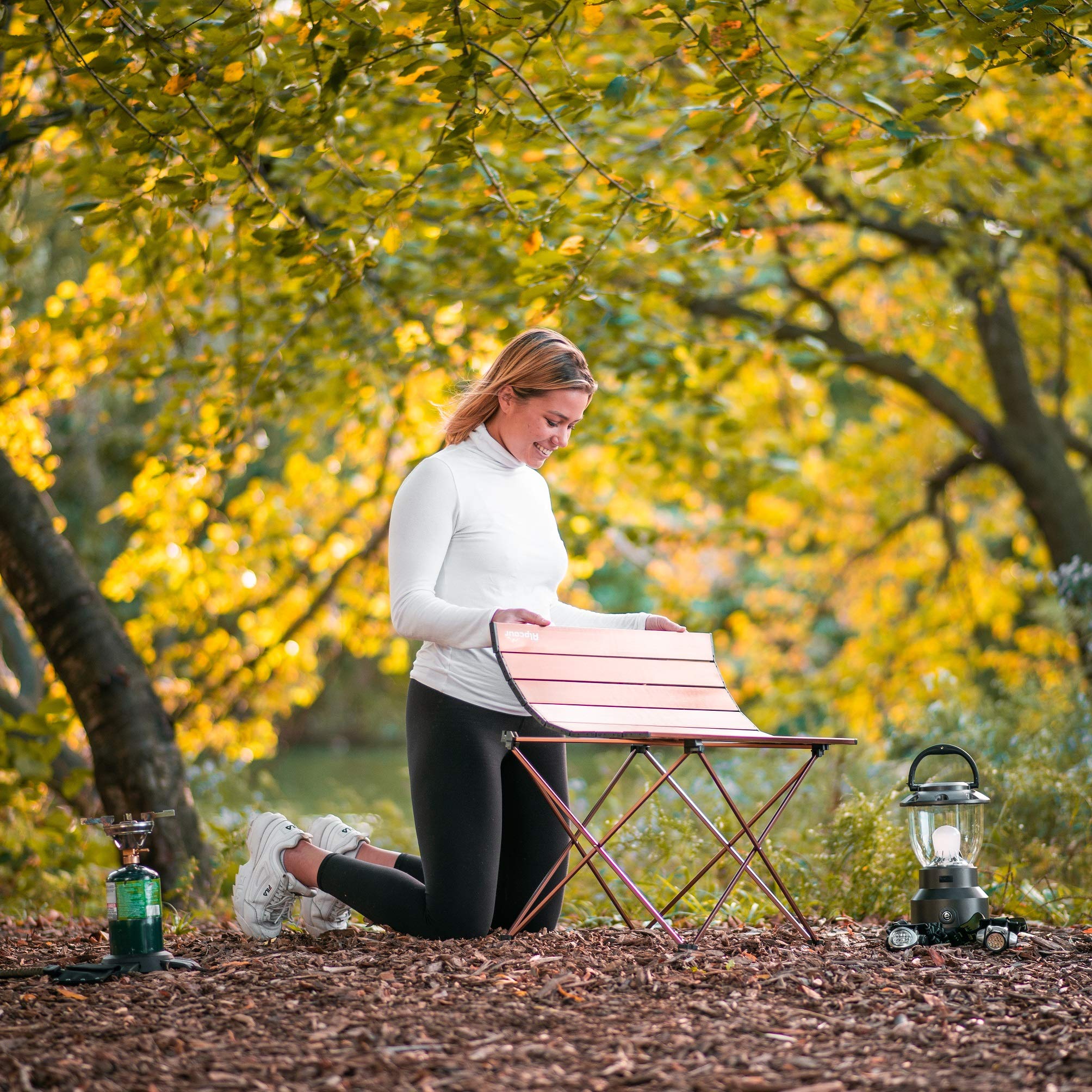 Alpcour Portable Camping Table – Lightweight, Compact Folding Side Table in a Bag with Aluminum Top & Heavy Duty Hinge for Easy Travel & Storage – Great for Outdoor BBQ, Backpacking, Tailgate & More