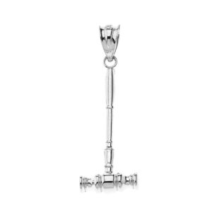 Certified 10k White Gold Judges Legal Gavel Pendant