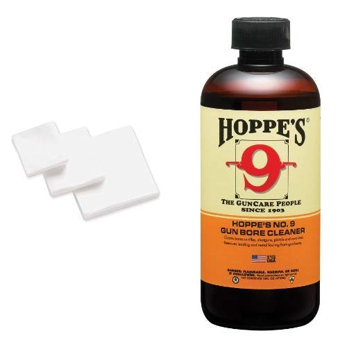 HOPPE'S No. 9 Gun Cleaning Patch.38-.45 Caliber/.410-20-Guage (500 Pack) No. 9 Gun Bore Cleaner, 16 oz. Bottle