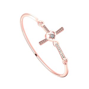 wusuaned infinity love heart cross bracelet godmother jewelry for godmothers baptism gift for godmother (godmother rose gold)