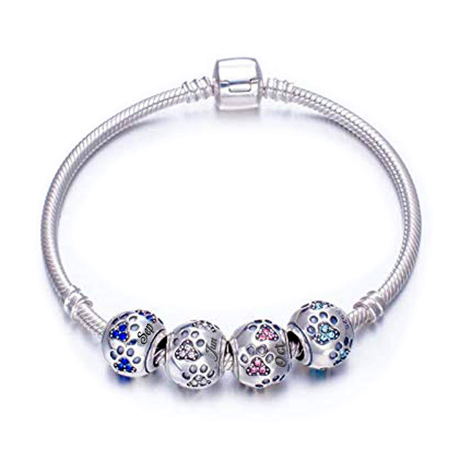 Birthstone Charm for Pandora Charms Bracelet Dog Paw Jan-Dec Birthday Crystal Charms for Bracelet and Necklace (November)