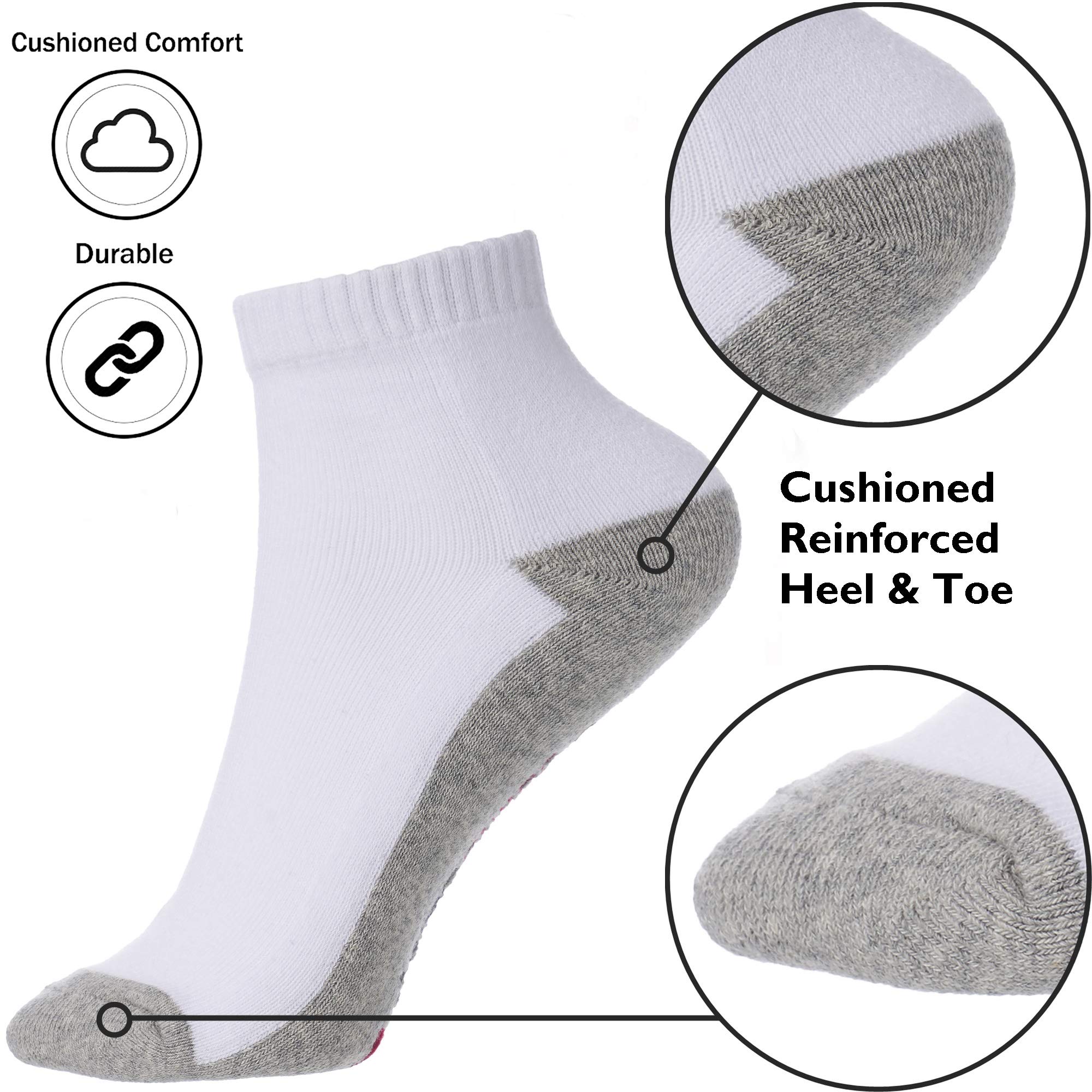 Alpine Swiss Mens 8 Pack Cotton Ankle Socks Athletic Performance Cushioned Socks Shoe Size 6-12 WHT