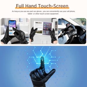 Alepo Winter PU Leather Gloves For Women, Warm Thermal Touchscreen Texting Typing Dress Driving Motorcycle Gloves With Wool Lining (Black-M)