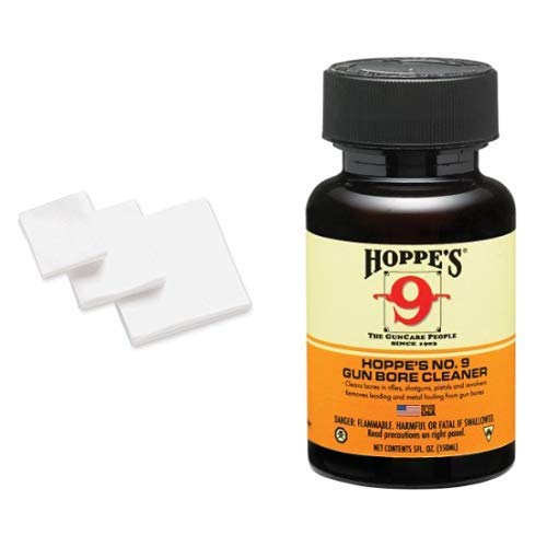 Hoppe's No. 9 Gun Cleaning Patch, 38-.45 Caliber/.410-20-Guage (500 Pack) No. 9 Gun Bore Cleaner, 5 oz. Bottle