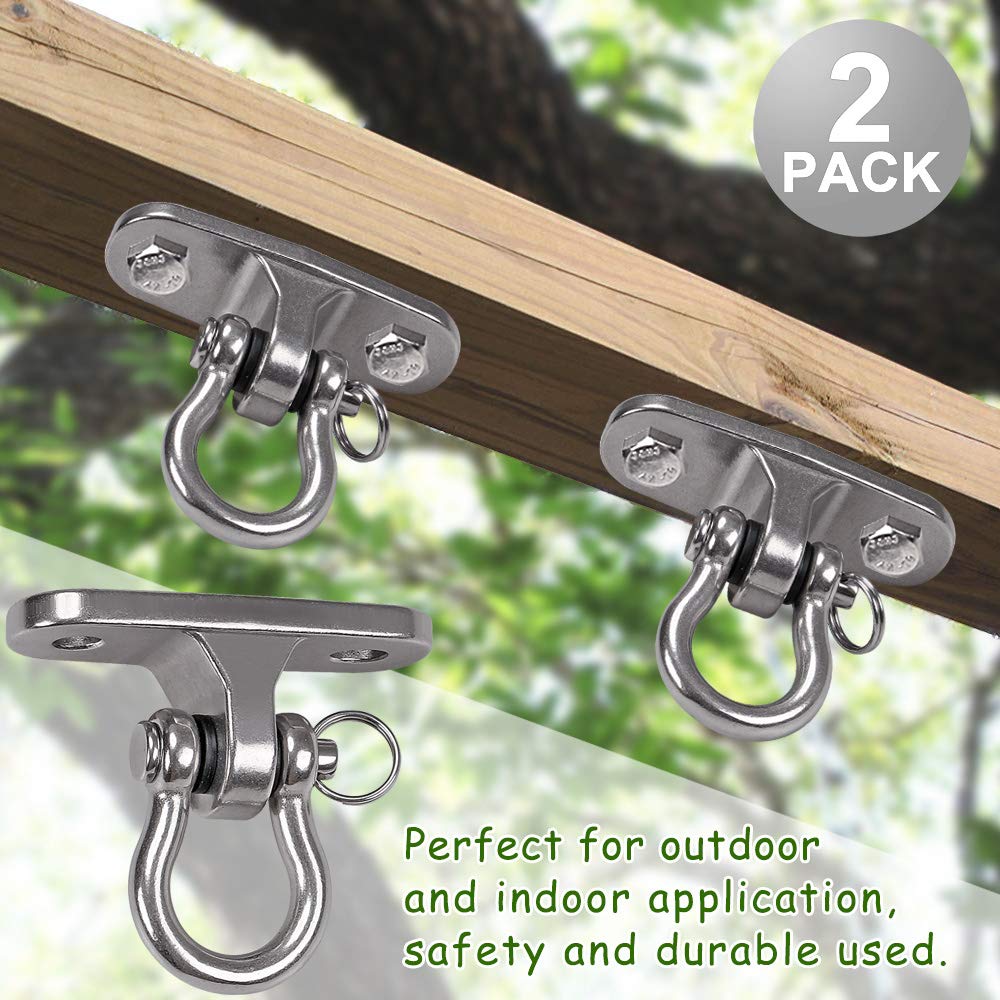 GW Gwongvvei IOH 2 Pcs Heavy Duty Swing Hangers with 4 Screws Stainless Steel 304 Antirust, 2000lb Capacity 180° Swing, Playground Porch Yoga Seat Trapeze Wooden Sets Indoor Outdoor