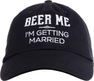 ann arbor t-shirt co. beer me, i'm getting married | black groom bachelor party baseball cap dad hat