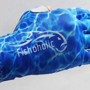 Fishoholic Fingerless Fishing Glove L/XL w' Super Grip UPF50+ UV Sun Protection for Men and Women Kayaking Hiking Paddle Board Paddling Rowing Canoe (BlueCamo, L/XL)